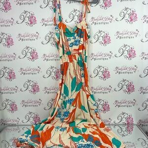 The style box dress tropical flowers flowy maxi long Floral Print Summer Dress